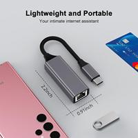 SYONG adaptor Ethernet Gigabit, adaptor Ethernet USB Tipe C ke RJ45 aluminium Premium, 1000Mbps LAN ke USB-C untuk MacBook Laptop Tablet PC