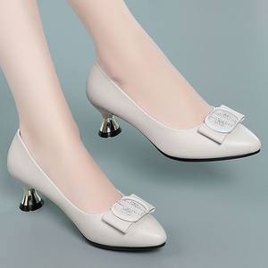 YT, nuevos zapatos ajustados para mujer, tacones altos negros, cómodos y de boca baja, zapatos de trabajo individuales con hebilla cuadrada a la moda para mujer - Product Image 3