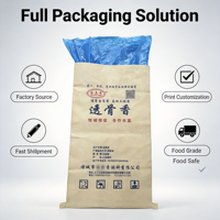 Sacs en papier kraft composite HDPE et PP tissé sur mesure pour l'emballage de produits chimiques, avec des sacs intérieurs en plastique de qualité alimentaire