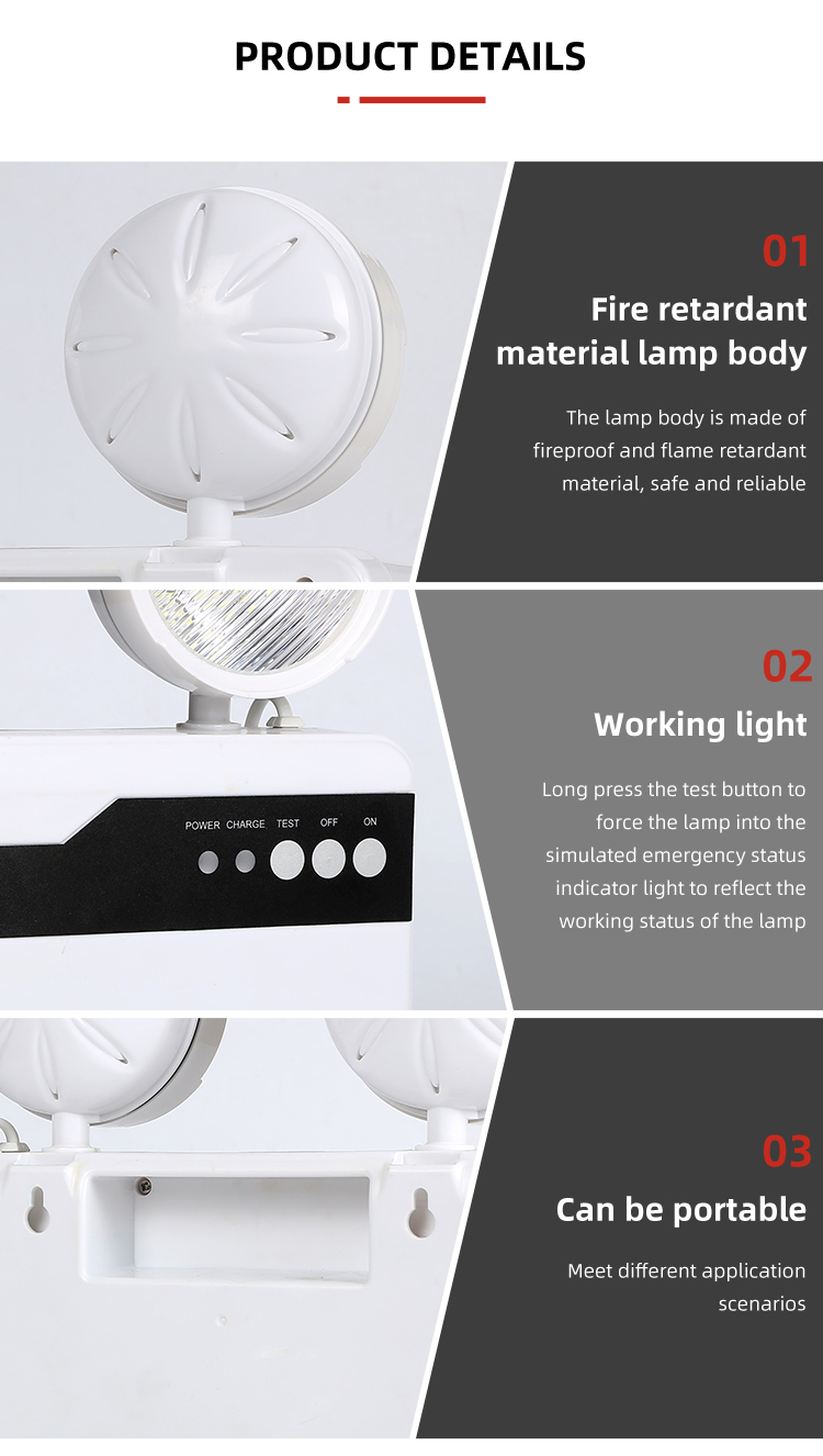 High Quality Waterproof IP65 Double Head Indoor Corridor 0.2W Portable Rechargeable Led Emergency Lamp