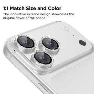 Protection d'objectif d'appareil photo en verre trempé 3D transparent diamant 9H personnalisée OEM ODM pour iPhone 17 16 15 Pro Max - Product Image 3