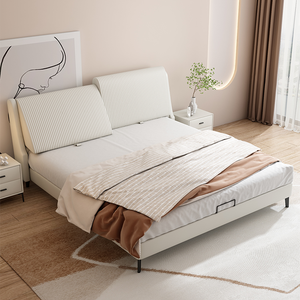 เตียงนอนคู่ขนาด1.8เมตรสไตล์อิตาลีหรูหราทันสมัยโครงผ้าหูช้าง - Product Image 1