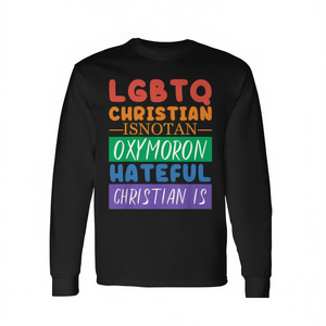 T-shirt a maniche lunghe unisex con stampa digitale 'LGBTQ Christian Is Not An Oxymoron', girocollo, regali religiosi per la chiesa - Product Image 2