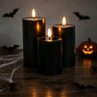 Bougies LED en cire véritable écologiques de 4, 5, 6, 7, 8, 9 pouces, à piles, avec mèche à flamme 3D vacillante et télécommande, pour Halloween