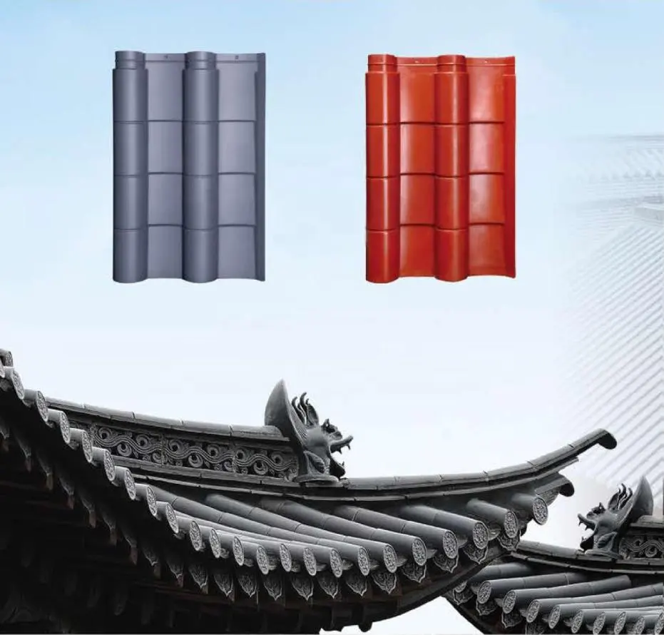 50 Years Warranty High Polymer Antique Roof Sheet Chinese Roofing Tiles Ancient Architectural Buildings Roof