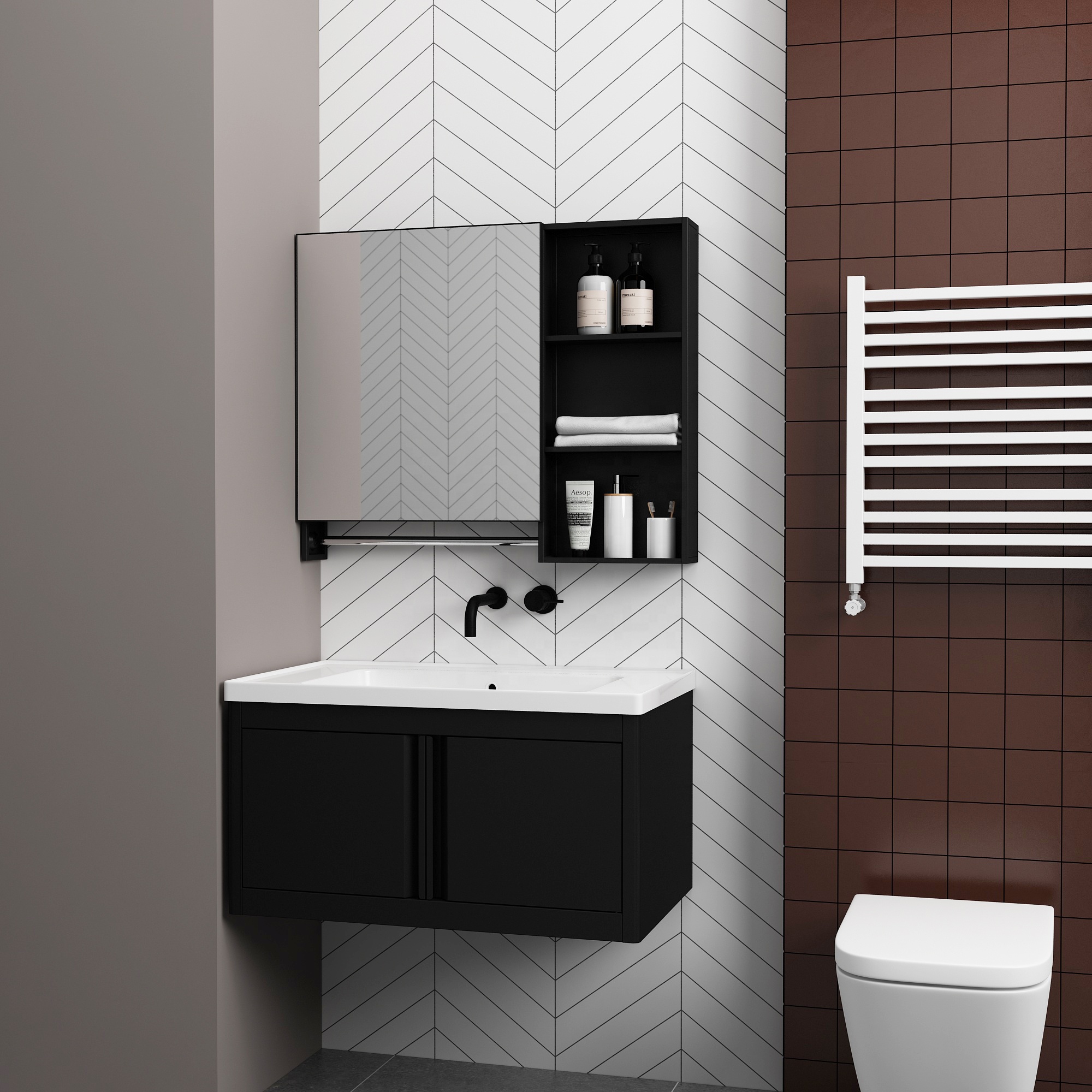 Новый дизайн, одинарная раковина, водостойкая мебель для туалета, современный туалетный столик для ванной комнаты