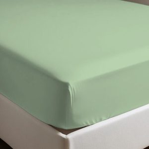Sábana Ajustable 100% Algodón Verde Tamaño Cama Francesa 140x190cm - Product Image 1