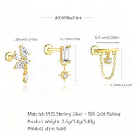 Ensemble de Piercings en Acier Inoxydable 14G 16G 20G Plaqué Or, Anneau de Nez, Anneau de Lèvre, Anneau de Langue, Bijoux Style Punk pour Mariage et Fête