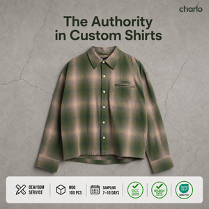 เสื้อเชิ้ตผ้าสักหลาดลายสก็อตแขนยาวสำหรับผู้ชาย แบรนด์ Charlo ปกคอพับได้ ผลิตจากผ้าฝ้าย 100% เป็นมิตรต่อสิ่งแวดล้อม รับผลิตแบบ OEM ODM - Product Image 1