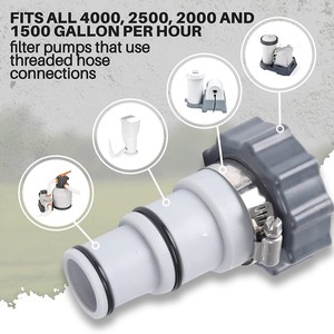 Adaptateur de tuyau de rechange Intex, ensemble de raccords de pompe filetés de 1,5 pouces pour pièces de filtre à eau de piscine gonflable - Product Image 4