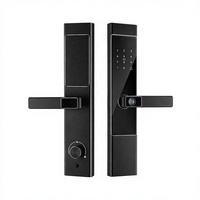 Serrure de porte intelligente noire, empreinte digitale, mot de passe, carte, entrée sans clé, contrôle par application, pour appartement, maison d'hôtes, hôtel