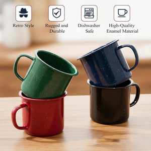 カスタムアウトドアトラベルピクニックエナメルカップ 12oz 16oz  カスタマイズスタイリッシュデザイン エナメル加工コーヒーマグ アウトドアキャンプに最適な耐久性のあるマグカップ - Product Image 5