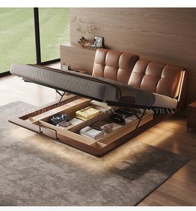 Cama Flutuante de Couro Genuíno Estilo Meio Século, Luxo Leve Italiano, Novo Modelo Minimalista 2025, Cama King Size de Alta Qualidade para Quarto Principal - Product Image 2