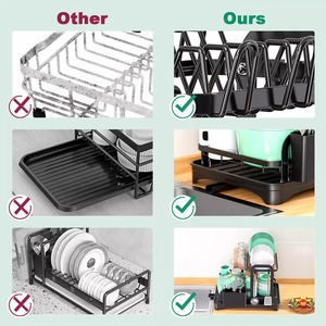 Estante de almacenamiento de platos de Metal para el hogar transfronterizo, <span class=keywords><strong>escurridor</strong></span> de platos y cuencos de doble capa <span class=keywords><strong>con</strong></span> soporte para vajilla - Product Image 4
