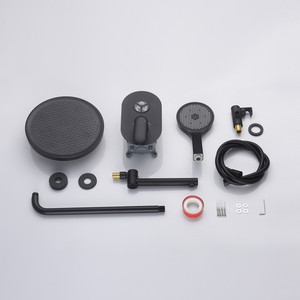 Système <span class=keywords><strong>de</strong></span> <span class=keywords><strong>douche</strong></span> rectangulaire en laiton à fixation murale, ensemble 4 pièces pluie et <span class=keywords><strong>jet</strong></span>, économie <span class=keywords><strong>d</strong></span>'<span class=keywords><strong>eau</strong></span>, noir mat pour hôtels et appartements - Product Image 6