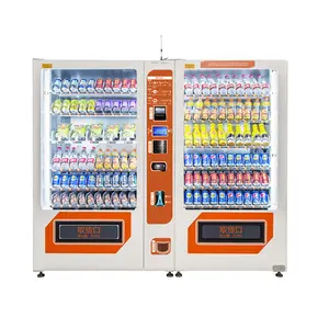 Automatic drinks and snacks combo refrigerated vending machine with bill coin payment device