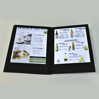 Buku Menu Restoran Kustom Kulit Hitam Akrilik Meja  Tahan Air PU 3 Halaman Menu LED Bercahaya