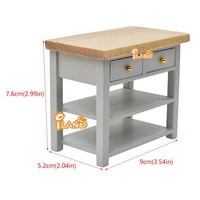 ILAND 1/12 meubles de maison de poupée, Console Miniature en bois, Table, armoire de cuisine, buffet, étagère de salle de bain pour maison de poupée