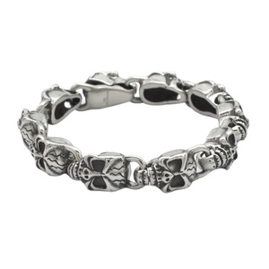 <span class=keywords><strong>2025</strong></span> été mode acier inoxydable pleine tête de mort <span class=keywords><strong>Biker</strong></span> Bracelet Style Punk bracelets porte-bonheur pour tenue de fête - Product Image 1