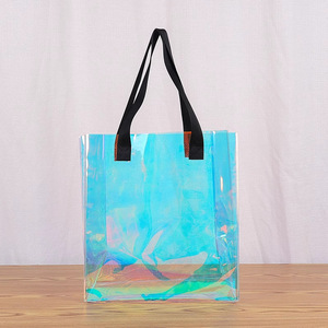 Custom Logo Fashion Transparent Pvc Holographic Reusable Laser Beach <b>Bag</b> Iridescent Colorful Pvc Tote <b>Bag</b> - Product Image 2