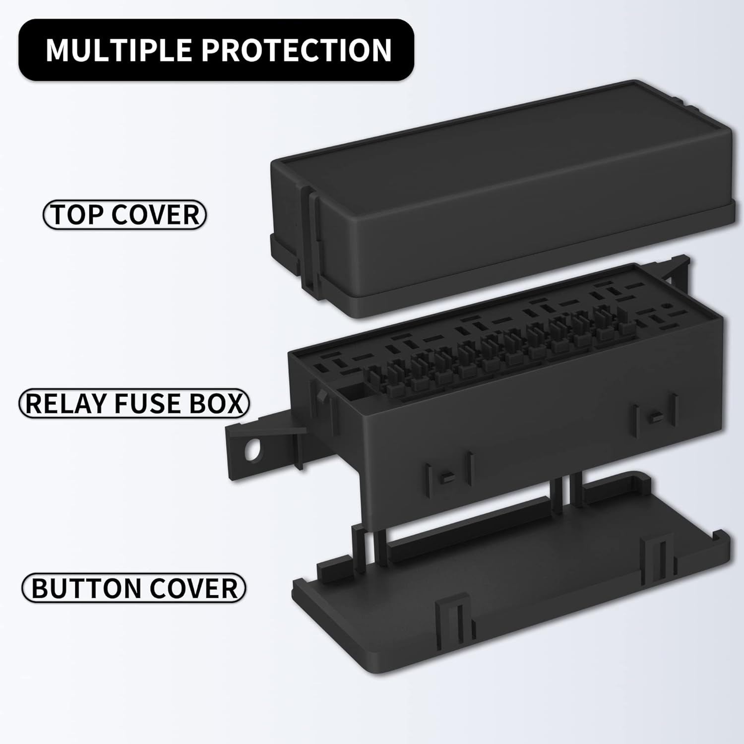 Pre-Wired Fuse Relay Box Waterproof, 15 ATC/ATO Fuse Slots And 10