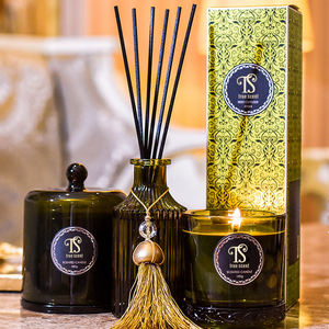 Pot <span class=keywords><strong>en</strong></span> verre pour diffuseur de roseaux bâtons arbre diffuseur d'huile essentielle bouteille diffuseur de roseaux ensemble bougie parfumée cadeau ensemble bâton de roseaux - Product Image 4