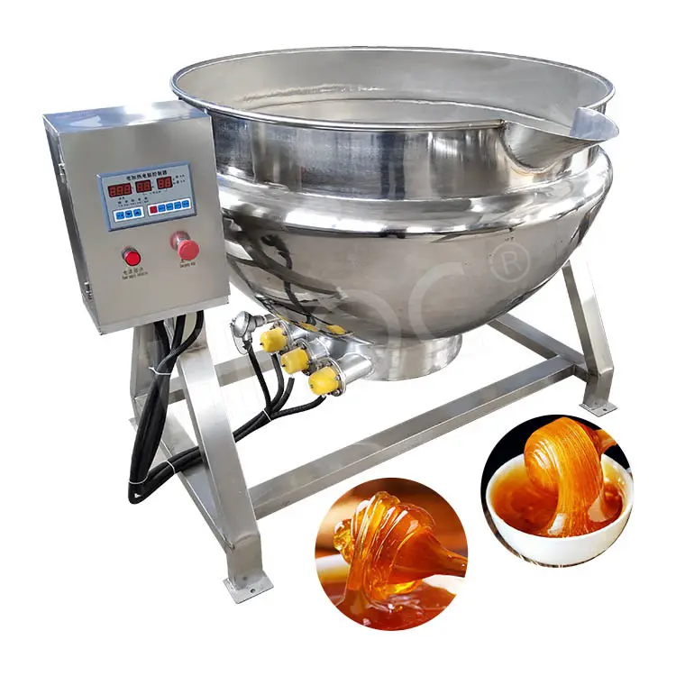 HNOC Industrial de acero inoxidable tipo GLP Jam Cook Jacketed Kettle Steam Small 200 litros Olla a presión con Mezclador