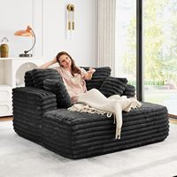 Canapé modulaire moderne trois places avec chaise longue, 56 pouces, en fausse fourrure moelleuse, avec accoudoirs carrés et coussins moelleux pour un confort optimal