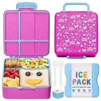 Boîte à lunch moderne en plastique PP à 4 compartiments avec poignée, boîte bento hermétique pour enfants, adultes et adolescents, pour le rangement, fabriquée en Chine