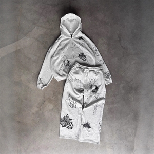Ensemble de survêtement unisexe surdimensionné à jambes larges 250 GSM, qualité supérieure, logo personnalisé, en coton polo, pour femmes et hommes - Product Image 1