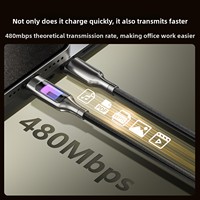Cable USB Retráctil de Nailon y Aleación de Aluminio con Luz LED Perforada, Carga Rápida de 100W, para Cámara y Computadora