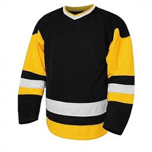 High Quality Custom Logo Design Black Gold Yellow Practice Ice Hockey Jersey Durable Breathable Mesh Training Ice Hockey Shirts - Product Image 1