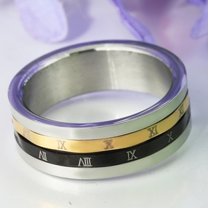 yunnique <b>Titanium</b> Steel <b>Ring</b> Roman Numeral Rotating Men's Fashion Jewelry Steel Color Geometric Design Gift - Product Image 4