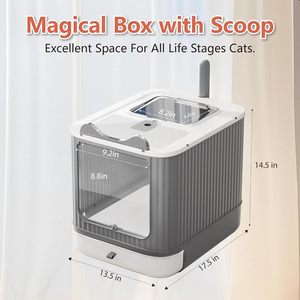 Bac à litière pour chats entièrement fermé, grand format, en acier inoxydable, avec tiroir, toilette pour chats, bac à litière pour chats en acier inoxydable de grande taille - Product Image 2