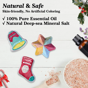 Bomba de baño efervescente colorida orgánica hecha a mano personalizada decoraciones navideñas bombas de baño juego de regalo para niños - Product Image 3