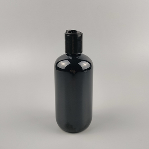Bouteille de lotion PET ronde <span class=keywords><strong>Boson</strong></span> noir brillant de 8oz avec bouchon noir à rabat - Product Image 3