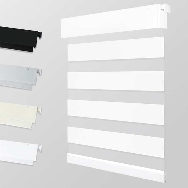 No Drill Remote Control Day and Nigh Wireless Smart Modern Automated Blackout Motorized Zebra Shades Roller Blinds for Window