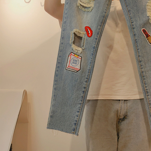 <span class=keywords><strong>Jeans</strong></span> alla moda da <span class=keywords><strong>donna</strong></span> con ricamo Patchwork con motivo unico a gamba dritta <span class=keywords><strong>Jeans</strong></span> da <span class=keywords><strong>donna</strong></span> - Product Image 3