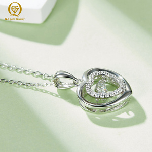 สร้อยคอจี้รูปหัวใจคู่ประดับเพชรแล็บโกรว์ 18K ทองคำขาว พร้อมใบรับรอง IGI สี D ความใส VVS ของขวัญสั่งทำพิเศษ - Product Image 2