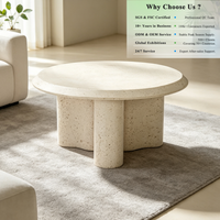 Table basse ronde minimaliste en microciment OKAY Furniture, base multi-colonnes, table basse moderne