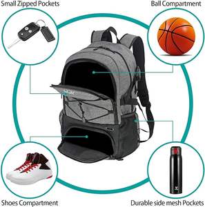 Échantillon gratuit Grand sac de sport pour le basket-ball, le football, le volley-ball et la natation avec un porte-balle séparé et un compartiment à chaussures - Product Image 4