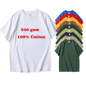 Weißes T-Shirt Hochwertige Custom Your Design Großhandel Herren 100% Baumwolle T-Shirts 240gsm