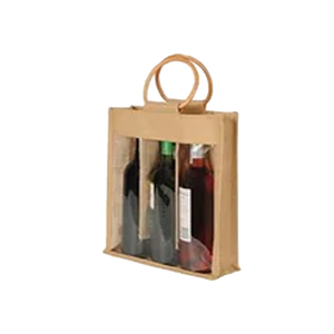 Bolsas Ecológicas de Yute y PVC para Tres Botellas con Asa de Caña, Producto de Alta Calidad a Precio Accesible - Product Image 3