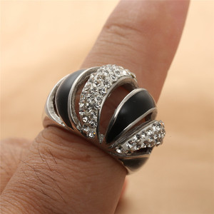 European American Style <b>Titanium</b> Steel <b>Ring</b> Silver Color Geometric Hollow Pave Setting Unisex Party Jewelry 290111 - Product Image 4
