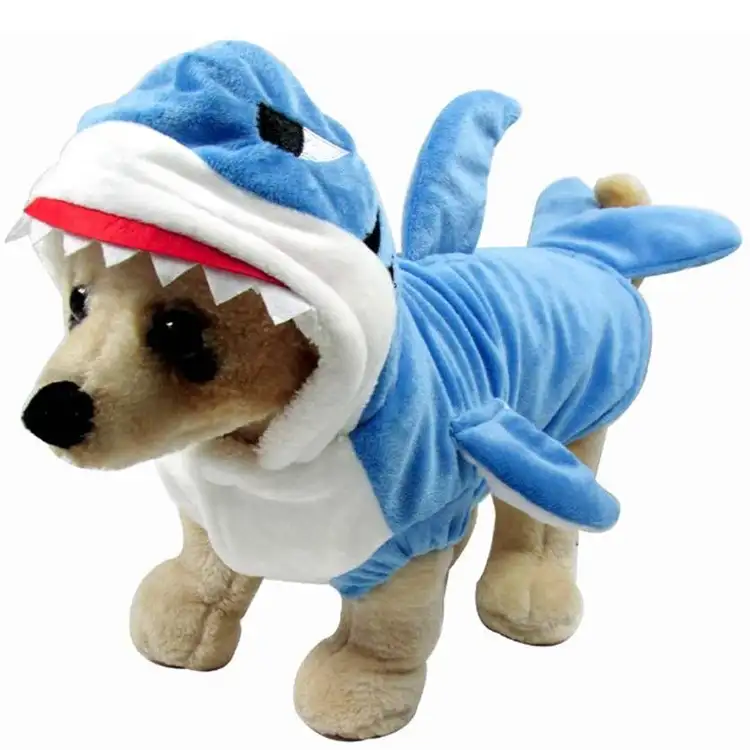 Adorable Dog Cat Shark Costumes Halloween Christmas Cosplay Dress Pet Clothes Animal Fleece Hoodie Warm Outfits Dog Coat Costume