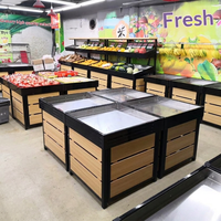 Groente- en fruitrekken roestvrij staal hout enkelzijdig snelle installatie supermarkt productpresentatie rekken commercieel