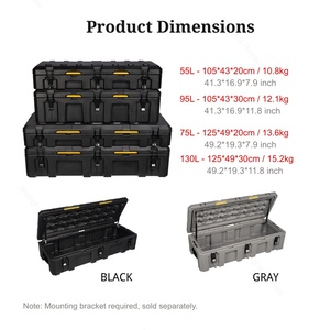 Boîte <span class=keywords><strong>de</strong></span> rangement portable en plastique pour <span class=keywords><strong>toit</strong></span> <span class=keywords><strong>de</strong></span> véhicule Remaco Overlander 4x4 75/95/130L, robuste, pour camping 4x4, fabrication rotomoulée - Product Image 6