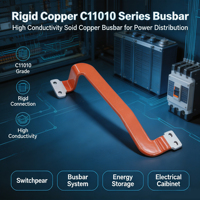 Barra Colectora de Cobre Rígida C11010 con Recubrimiento en Polvo, Conector de Alimentación para PCB, Componentes de Conexión Conductiva para Equipos Eléctricos