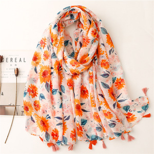 Women's Bohemian Floral Patchwork Tassel Viscose Shawl Scarf 180*85cm Summer Soft Wrap Neck <strong>Snood</strong> Bufanda Muslim <strong>Hijab</strong> Printed - Product Image 5
