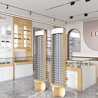 Support de présentation de lunettes de soleil en fil métallique blanc avec logo de marque rotatif pour magasin de lunettes